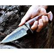 Damascus Steel Hunting Knife Walnut Handle
