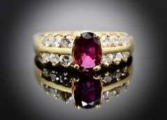 Elegant 14K Yellow Gold Oval Ruby & Diamond Ring