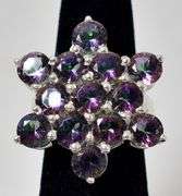 Mystic Topaz Gemstone Cluster Ring in Sterling Silver