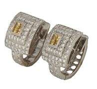 0.50ctw Princess Cut Yellow Sapphire and 1.50ctw Diamond Double Frame Earrings in 18K