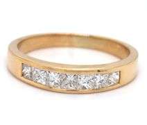 18kt Yellow gold 1.07ctw princess cut channel set diamond band