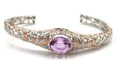 Gems En Voque 925 sterling silver Kunzite Cuff Bracelet