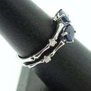 14kt White Gold, Blue Sapphire, & Diamond Cocktail Ring
