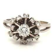 14kt White gold diamond cluster snowflake ring