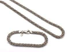 Set of Italian 925 sterling silver Byzantine necklace and bracelet