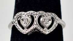 Loving 10K White Gold Diamond Heart Ring