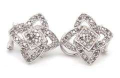 14kt White gold 0.75ctw diamond flower earrings
