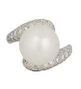 13.0MM South Sea Pearl and 1.10ctw Pave Diamond Bypass Ring in 18K