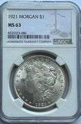 1921 NGC MS 63 Morgan Dollar