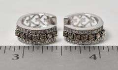 Sparkling 14K White Gold Diamond Huggie Hoop Earrings