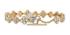 New 2.74ctw Round Diamond Clover Shaped Station Bracelet in 14K