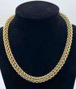 14k rare yellow gold entwined link necklace