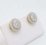 1.10CTW Diamond Cluster Stud Earrings