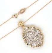 14kt Yellow gold diamond cluster pendant on chain