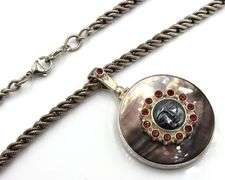925 Sterling Silver Sajen Autehntic Carved Moon Face Pendant With Chain