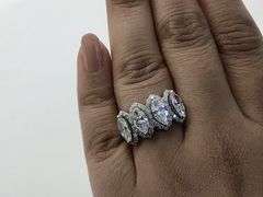 14K White Gold Marquise Cut Lab Diamond Ring