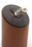 14kt Yellow gold 8-8.5mm pearl and diamond pave ring