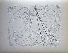 PABLO PICASSO, BULL, HORSE AND RECLINING WOMAN