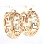 14kt Yellow gold Greek key hoop earrings
