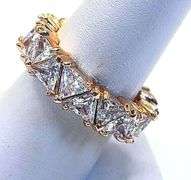 Dazzling 14 Kt Yellow Gold Plate 11.6 Cttw Simulated Diamond Ring