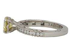 Tacori 1.15ctw Fancy Intense Yellow and White Diamond Straight Engagement Ring in Platinum