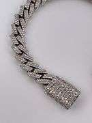 CERTIFIED 14K WHITE GOLD DIAMOND CUBAN LINK BRACELET.