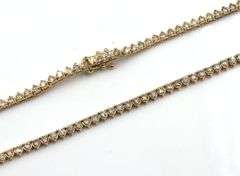 14kt Yellow gold approximate 4ctw 3 prong set diamond tennis necklace