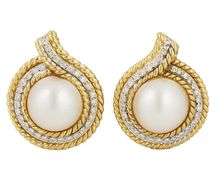 Cassis Mabe Pearl and 1.00ctw Diamond Frame Double Rope Earrings in 14K