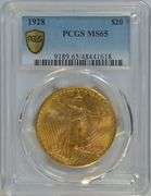 Fabulous Gem BU 1928 St. Gaudens $20 Gold Piece. PCGS MS65