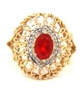 Nicely Styled 14K YG and Ruby Ring