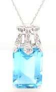 14kt White gold 17ctw blue topaz and diamond accent enhancer pendant on chain