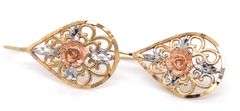 3 Pairs of 10kt yellow gold dangle earrings