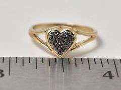 Sparkling 10k Yellow Gold Diamond Heart Ring
