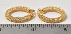 Interesting 14K Yellow Gold Mesh Hoop Earrings