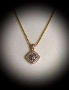 Pretty 14K Rose Gold Diamond Pendant on Necklace