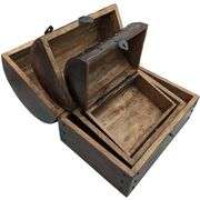 Set of 3 Nesting Wooden Pirate Treasure Chests