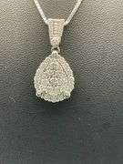 CERTIFIED 14K WHITE GOLD NECKLACE WITH DIAMOND PENDANT