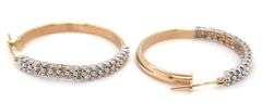 10kt Yellow gold 0.75ctw 2 row diamond hoop earrings