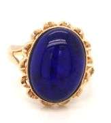 14kt Yellow gold oval Lapis cocktail ring