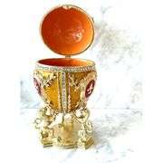 Regal Princeton Faberge Style Trinket Box and Bracelet with 24K Gold Trim & Austrian Crystals