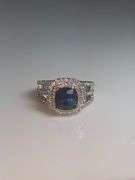 Stunning 14 Kt White Gold Plate 1.75 Ct Midnight Blue Simulated Sapphire Diamond Ringmond Ring