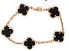 18KT Yellow Gold Five Motifs Black Onyx Bracelet