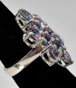 Mystic Topaz Gemstone Cluster Ring in Sterling Silver