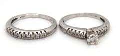 Estate 2 Piece Platinum & Diamond Ring Set