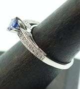 14kt Solid White Gold, Blue Sapphire, & Diamond Ring