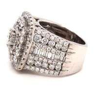 14kt White gold 2.90ctw triple halo diamond cluster ring