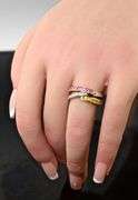 Designer 18K Pink & Yellow Sapphires Triple Band