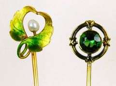 2 Antique 14K Gold Stick Pins