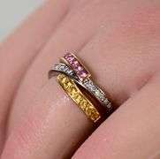 Designer 18K Pink & Yellow Sapphires Triple Band