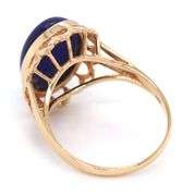 14kt Yellow gold oval Lapis cocktail ring